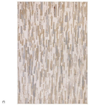 Aurora AU25 Impression Modern Linear Abstract Distressed Metallic Shimmer Textured High-Density Soft Smooth Low Profile Polyblend Short-Pile Grey/Beige/Cream/Gold Rug-Asiatic Carpets-Rug Love - The Most Loved Rug Store